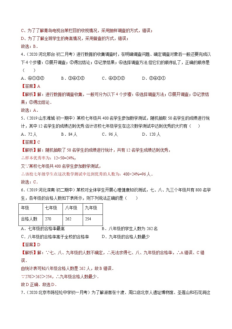 6.1-6.2 数据的调查与收集-七年级上册同步  精讲+练习+测试（北师大版）02
