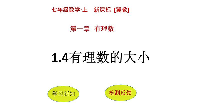 冀教版七年级数学上册 1.4 有理数的大小课件PPT第1页