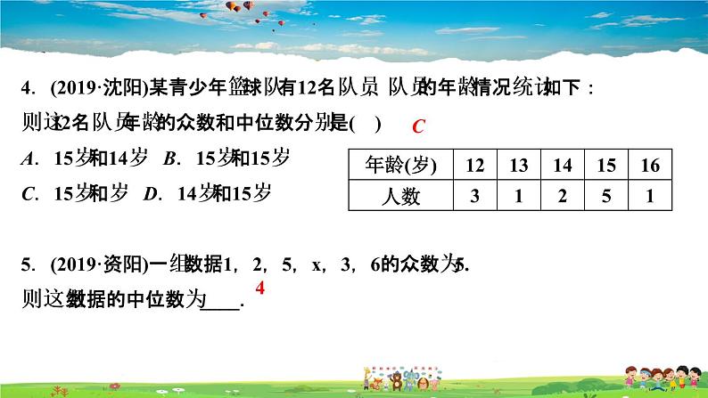 北师大版八年级数学上册第六章 数据的分析-作业课件-6．2　中位数与众数第5页