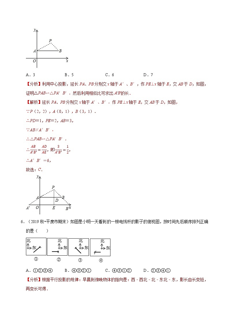 专题5.1投影  新版初中北师大版数学9年级上册同步培优专题03