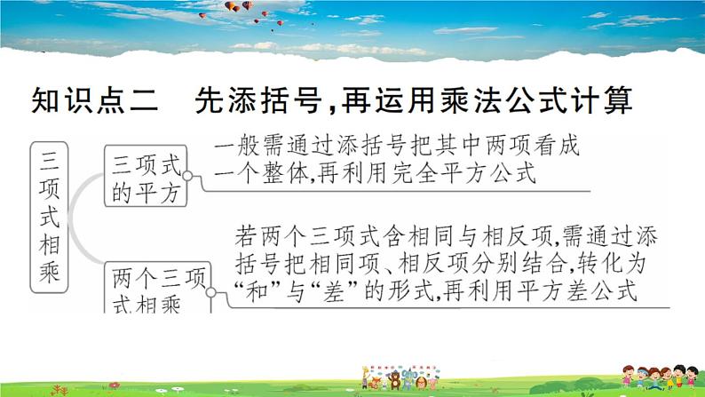 人教版八年级上册习题课件第十四章 整式的乘法与因式分解14.2.2 第2课时 添括号法则06