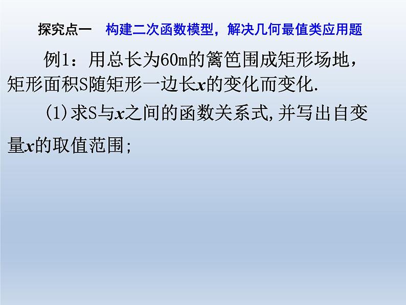 人教版数学九年级上册课件：22.3.1-几何面积的最值问题（18张）第7页