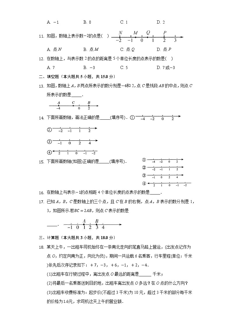 2.2数轴 同步练习青岛版初中数学七年级上册第2页