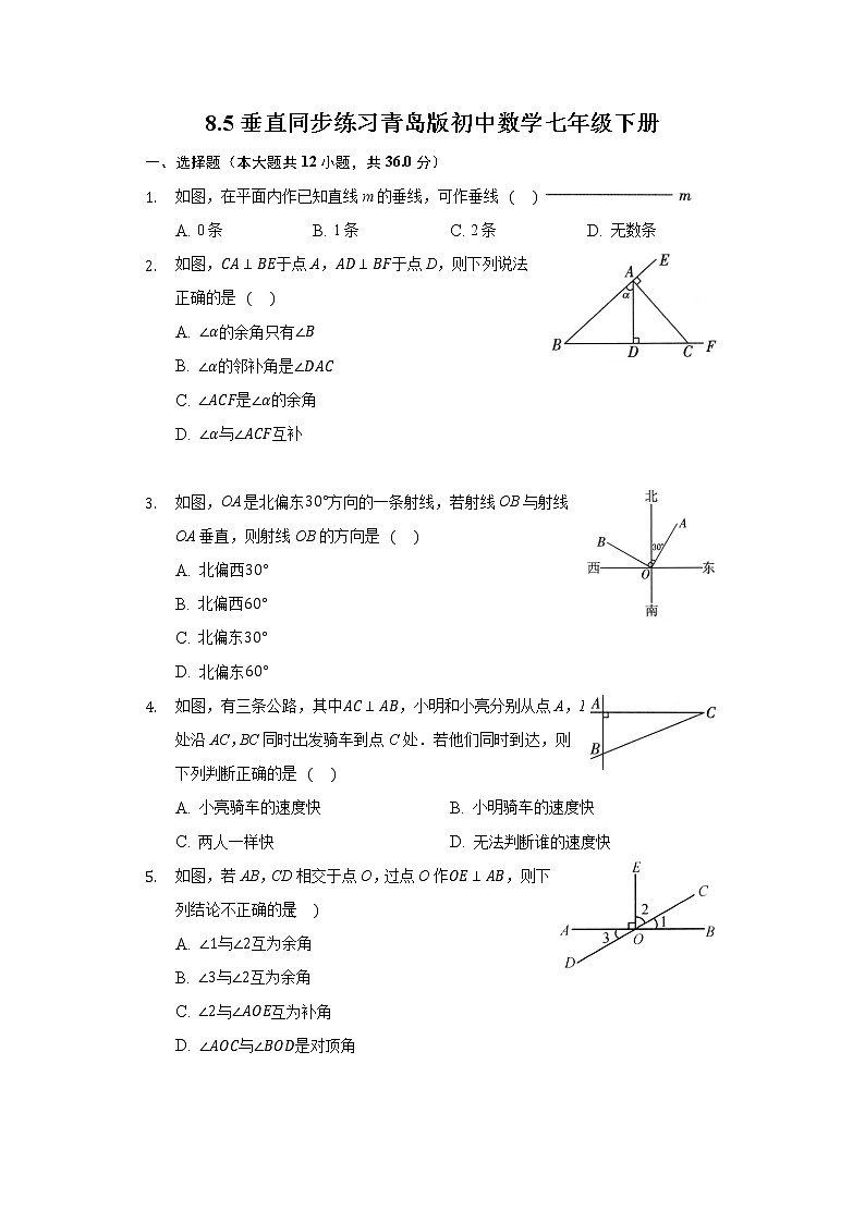 8.5垂直 同步练习青岛版初中数学七年级下册01