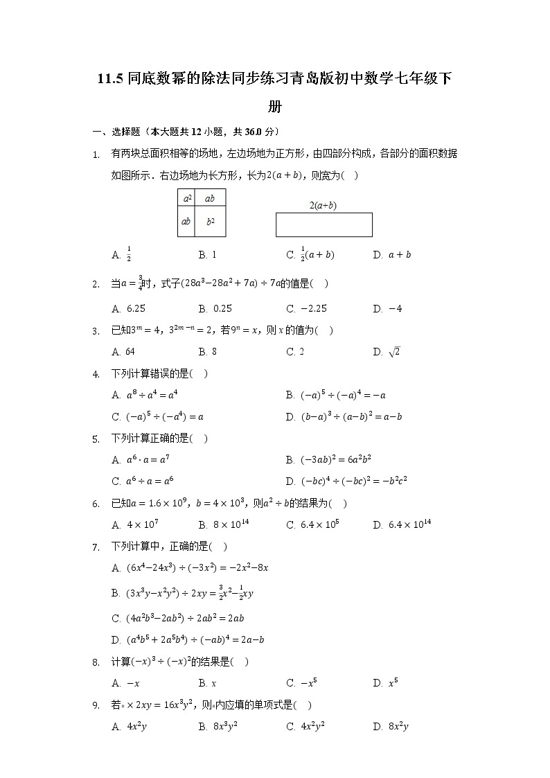 11.5同底数幂的除法 同步练习青岛版初中数学七年级下册01
