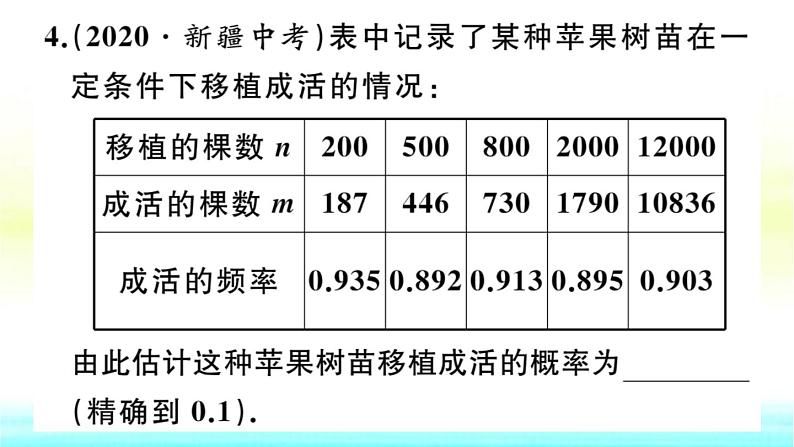 九年级数学下册第26章概率初步26.3用概率估计频率作业课件沪科版第5页