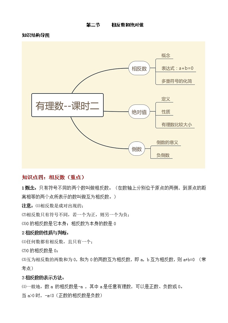 第一章 第二节 相反数和绝对值教案第1页