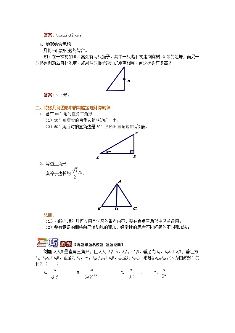 八年级数学下册知识点复习专题讲练巧用勾股定理解决几何问题含解析02