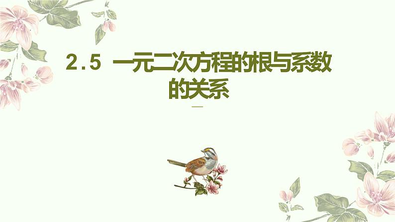 _2.5 一元二次方程的根与系数的关系 课件2021-2022学年北师大版数学  九年级上册01