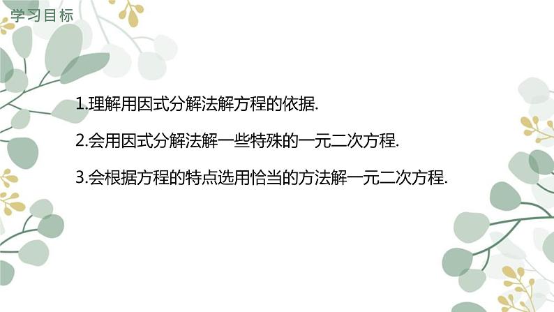 _ 2.4 用因式分解法求解一元二次方程 课件 2021—2022学年北师大版数学九年级上册第2页