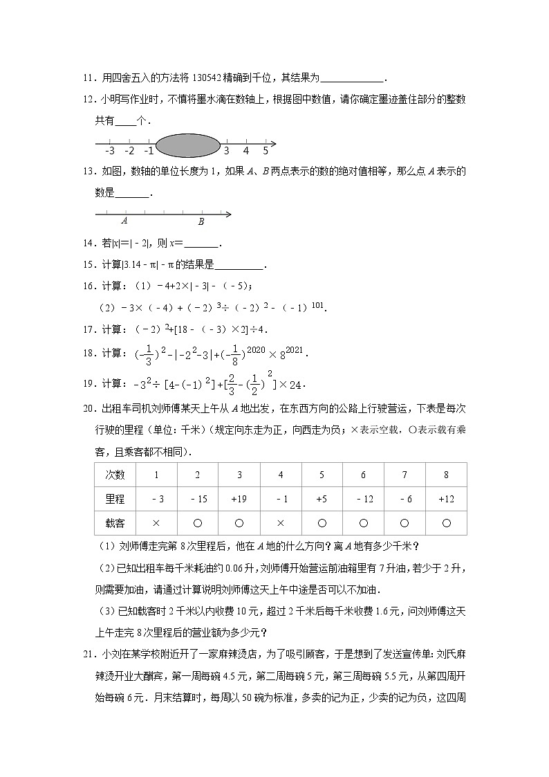第1章有理数同步能力达标训练2021-2022学年七年级数学人教版上册02