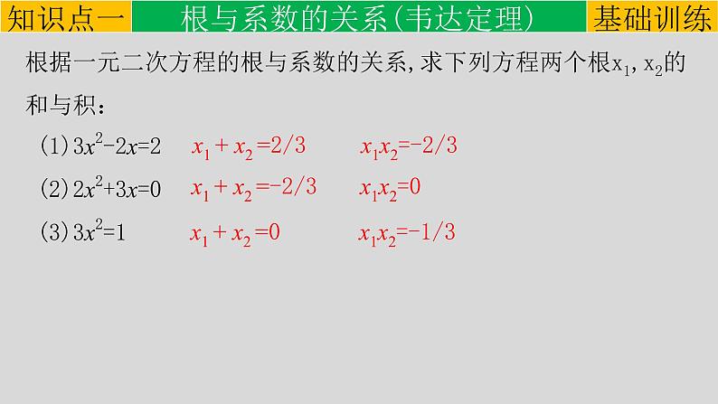 人教版2021-2022学年九年级数学上册21.2.4 一元二次方程根与系数的关系课件（17张）05