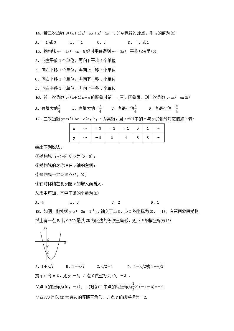 人教版数学九年级上册《二次函数图象性质--y＝ax2＋bx＋c》同步精讲（含解析）练习题03
