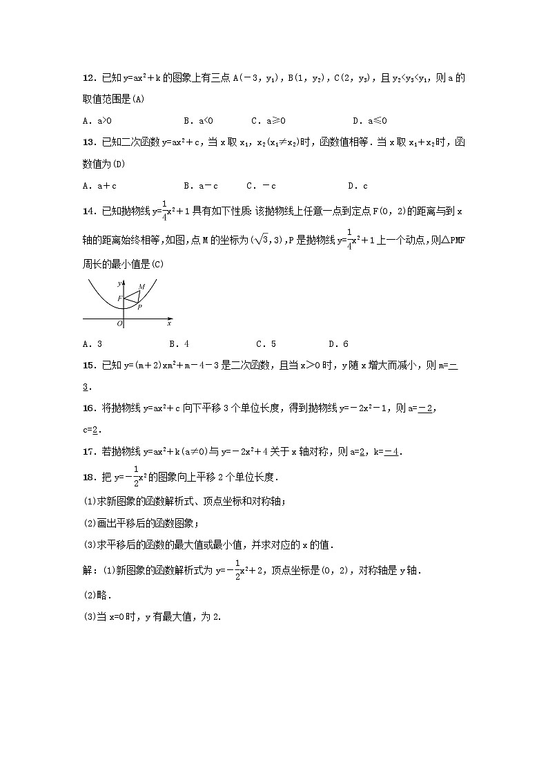 人教版数学九年级上册《二次函数图象性质--y=a(x－h)2＋k》同步精讲（含解析）练习题03