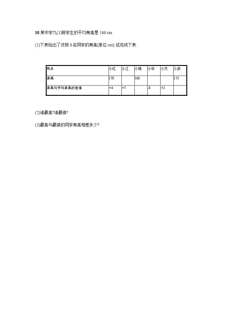 【人教版】七上：1.3.2.1《有理数的减法》课时练习（含答案）03