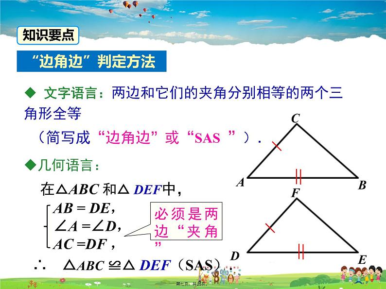 人教版数学八年级上册-12.2 第2课时 “边角边”课件PPT07