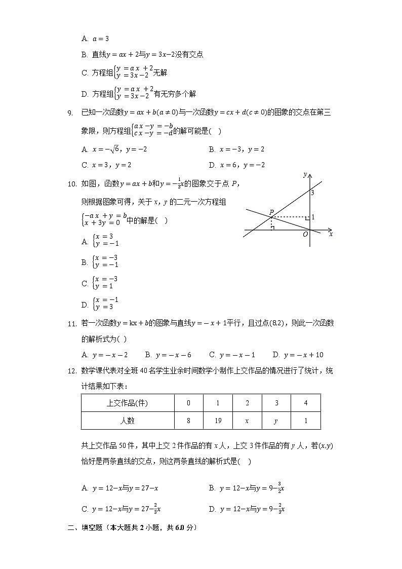 5.6二元一次方程与一次函数 同步练习 北师大版初中数学八年级上册第2页