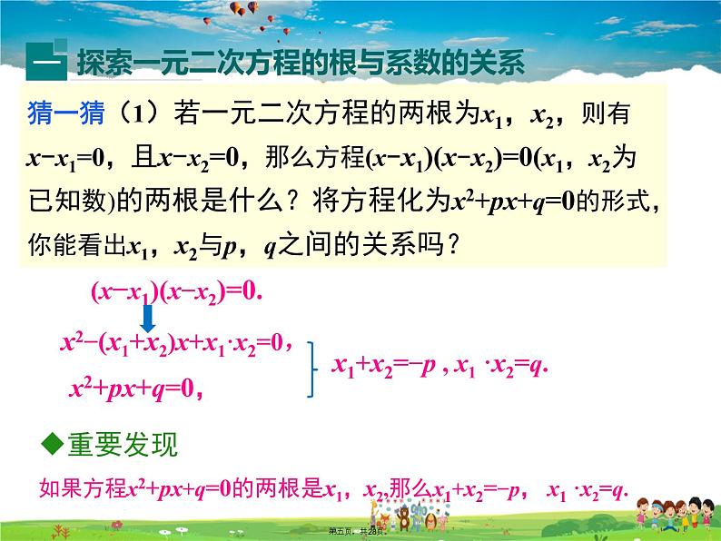 人教版数学九年级上册-21.2.4 一元二次方程的根与系数的关系课件PPT04