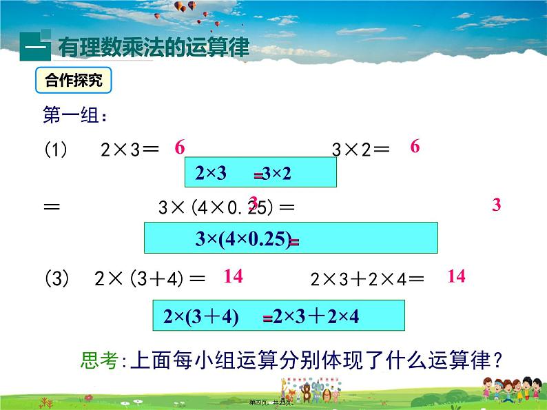 人教版数学七年级上册-1.4.1 第2课时 有理数乘法的运算律及运用课件PPT第3页