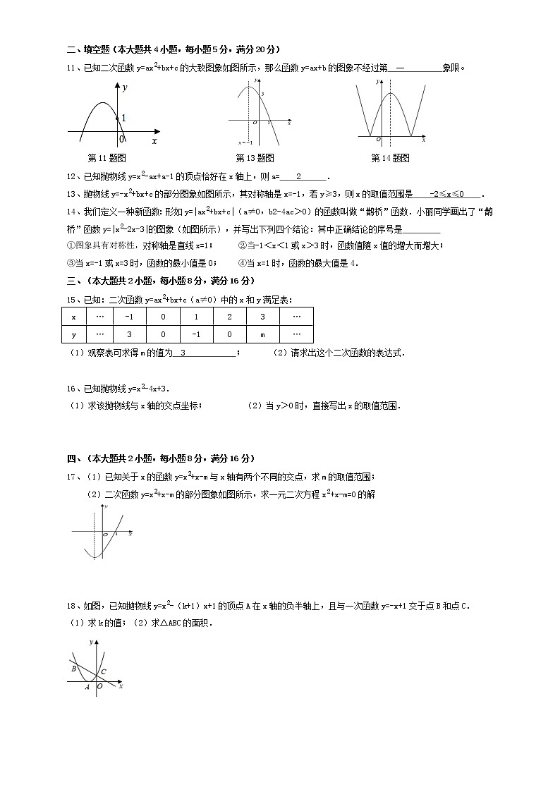 安徽省阜阳市太和县民族中学2021-2022学年九年级上学期第一次月考数学试卷（含答案）02