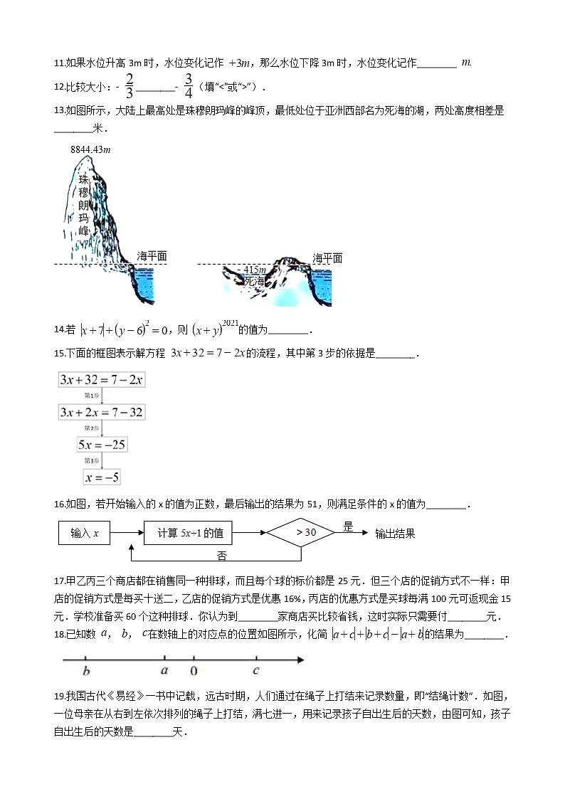 2021年北京七年级上学期数学期中试卷附答案02