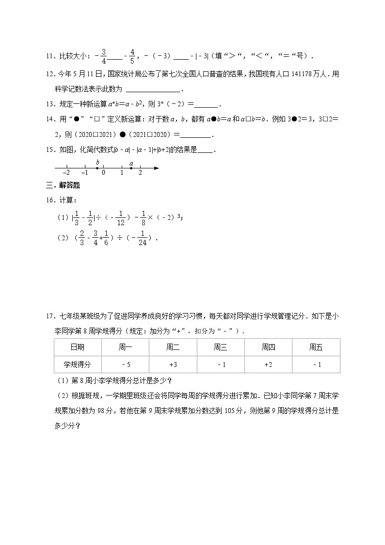 第1章【有理数】单元专项同步训练（一）2021-2022学年七年级数学人教版上册（word版 无答案）02