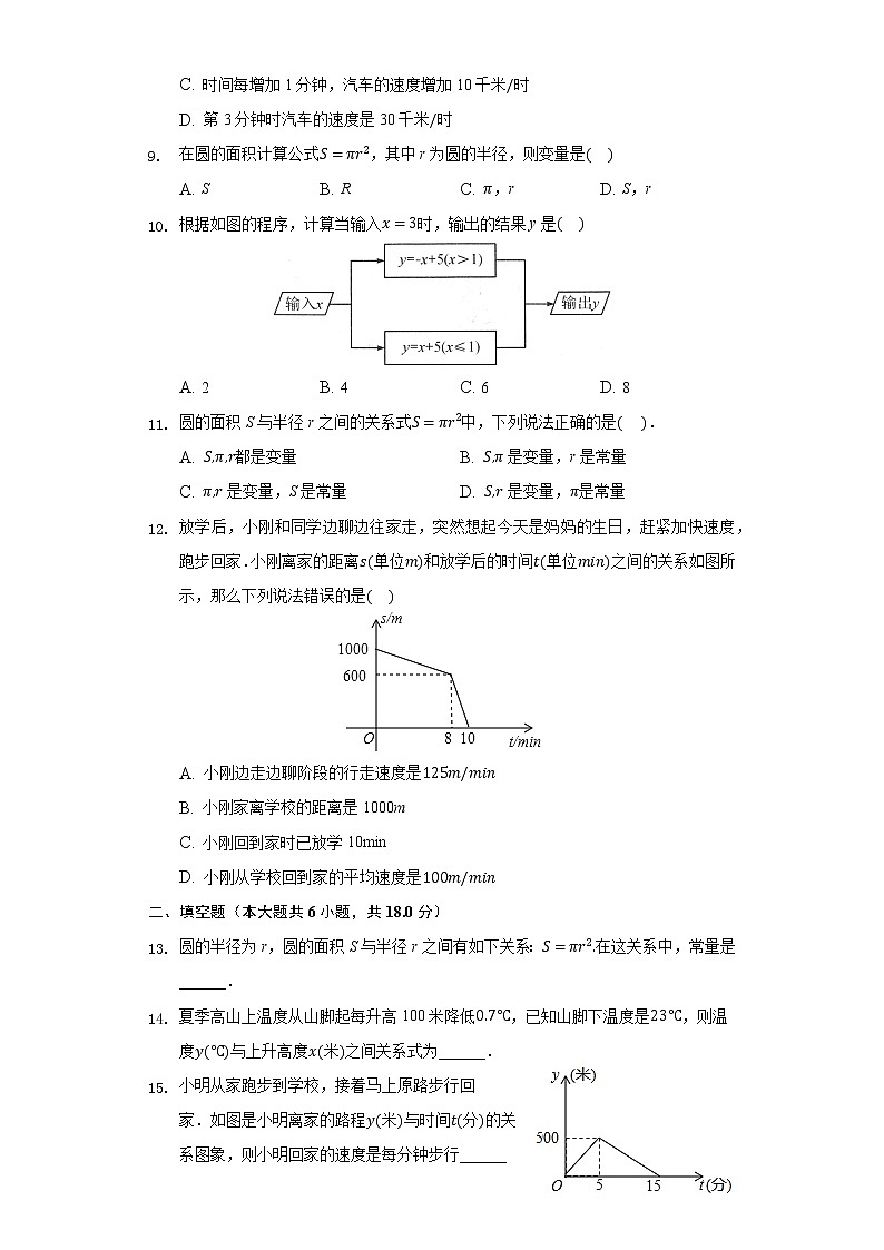 20.1常量与变量 同步练习 冀教版初中数学八年级下册03