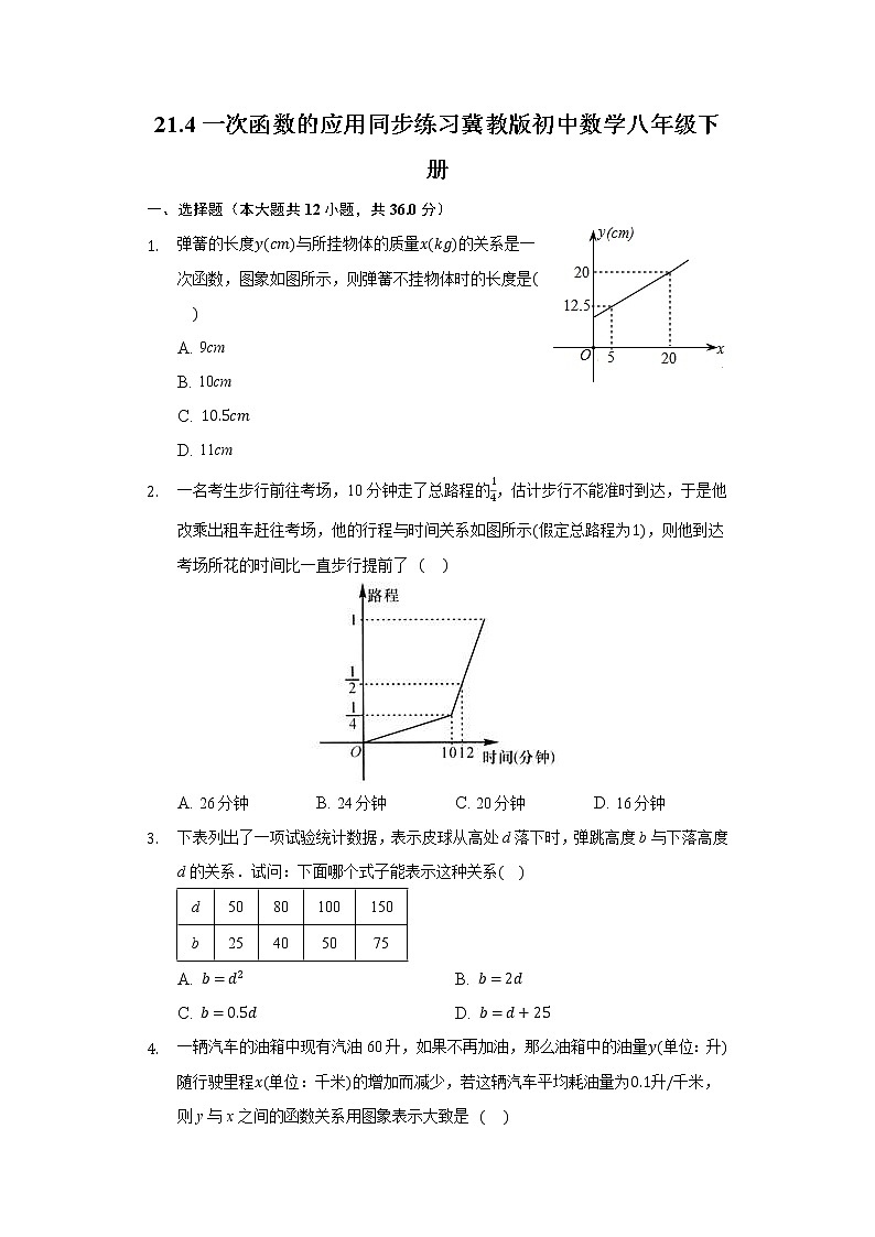 21.4一次函数的应用 同步练习 冀教版初中数学八年级下册01