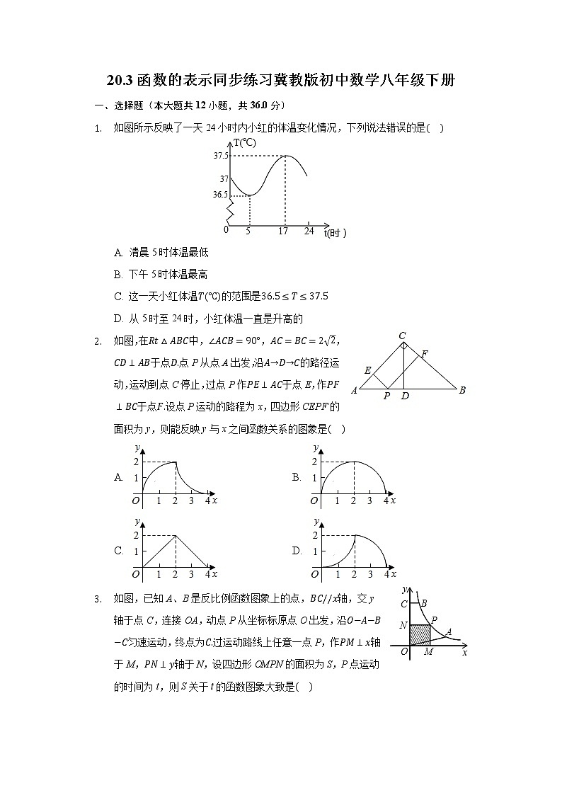 20.3函数的表示 同步练习冀教版初中数学八年级下册01