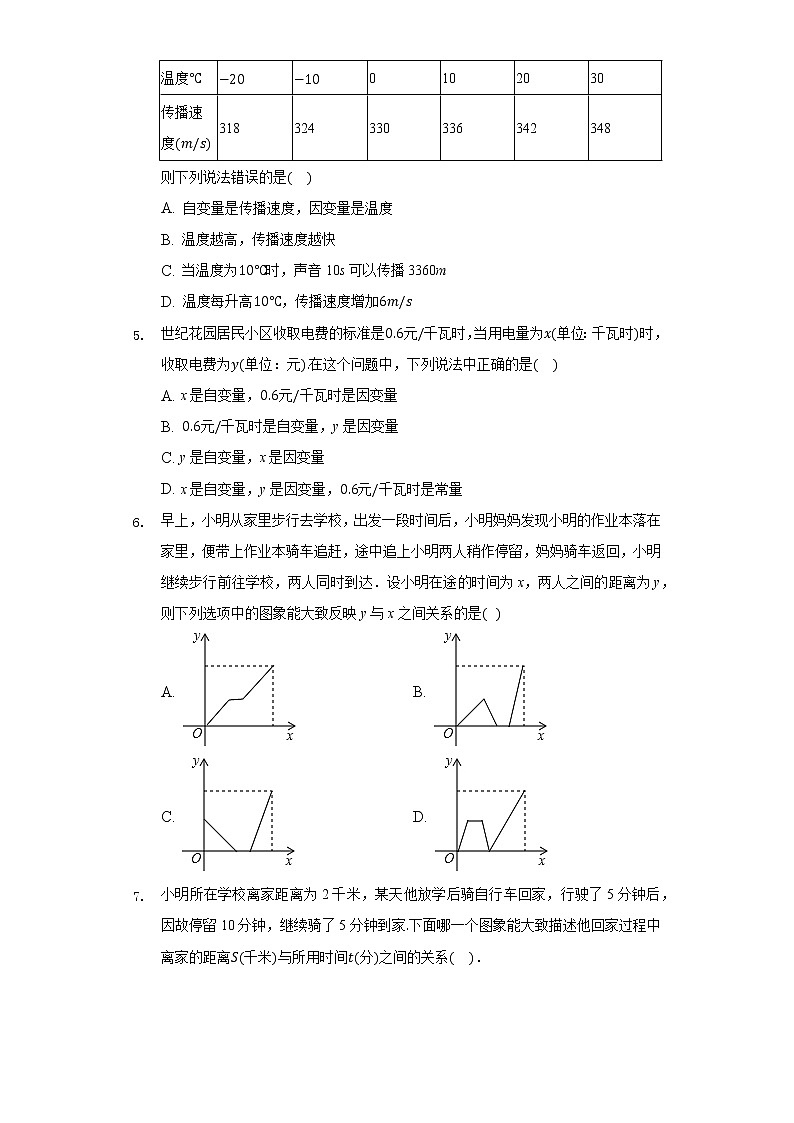5.1常量与变量  同步练习 浙教版初中数学八年级上册02