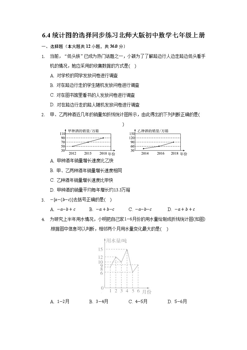 6.4统计图的选择 同步练习 北师大版初中数学七年级上册试卷01