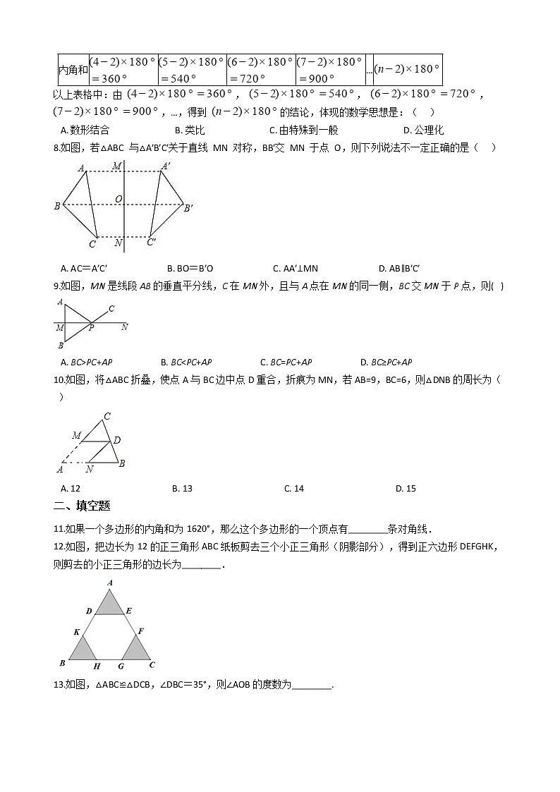 2021年山西省吕梁市八年级上学期数学期中试题第2页