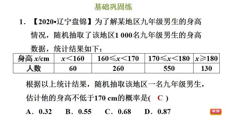 冀教版九年级下册数学 第31章 31.3 用频率估计概率 习题课件04