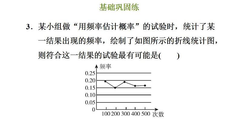 冀教版九年级下册数学 第31章 31.3 用频率估计概率 习题课件06