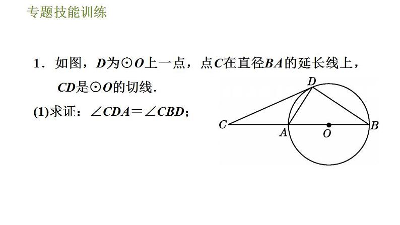 沪科版九年级数学 第24章 专题技能训练(三)  2.与切线有关的常用辅助线的作法 习题课件第3页