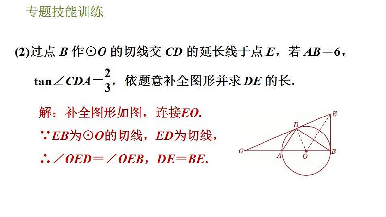 沪科版九年级数学 第24章 专题技能训练(三)  2.与切线有关的常用辅助线的作法 习题课件第5页