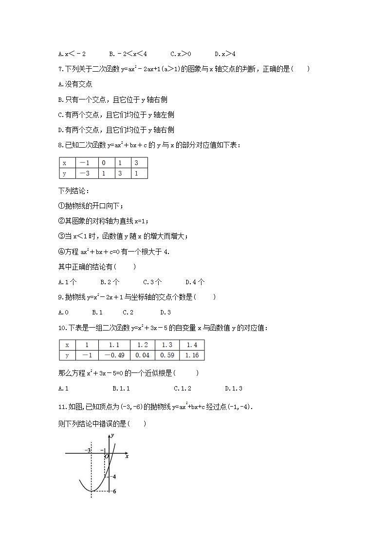 2021年人教版数学九年级上册22.2《二次函数与一元二次方程》同步练习卷（含答案）02