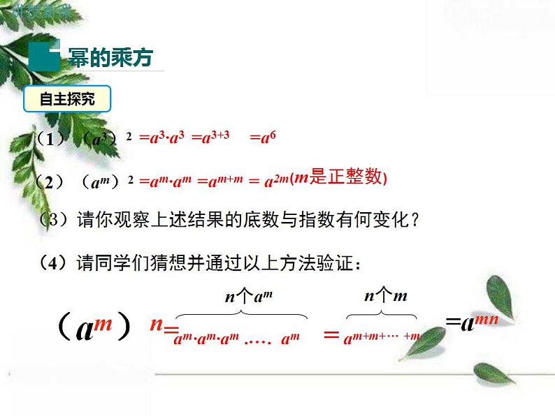 华师大版八年级上册数学 12.1.2 幂的乘方 教学课件04