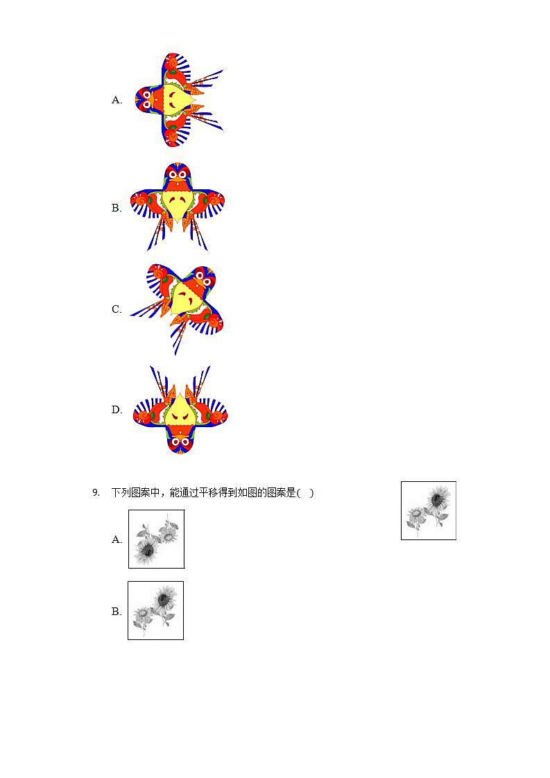 10.2.2平移的特征  同步练习 华师大版初中数学七年级下册第3页