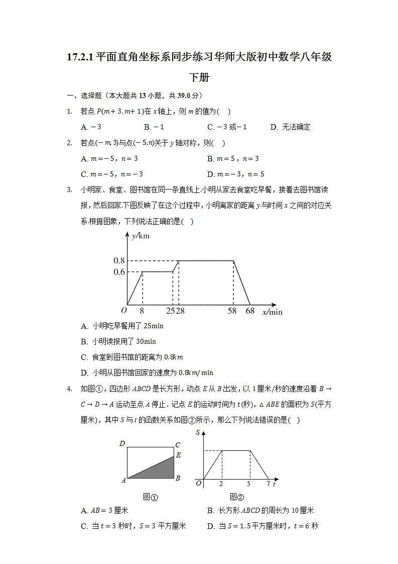 17.2.1平面直角坐标系  同步练习 华师大版初中数学八年级下册01