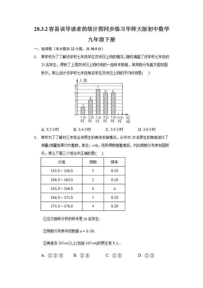 28.3.2容易误导读者的统计图  同步练习 华师大版初中数学九年级下册第1页