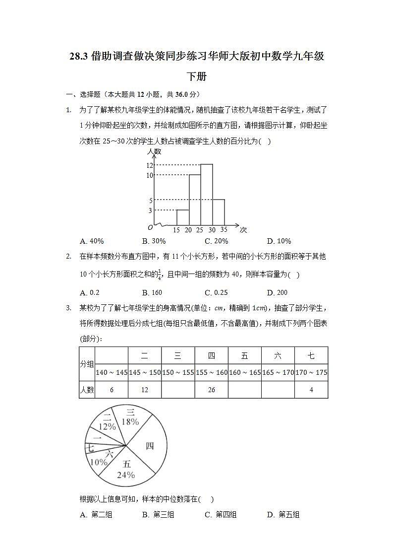 28.3借助调查做决策  同步练习 华师大版初中数学九年级下册01