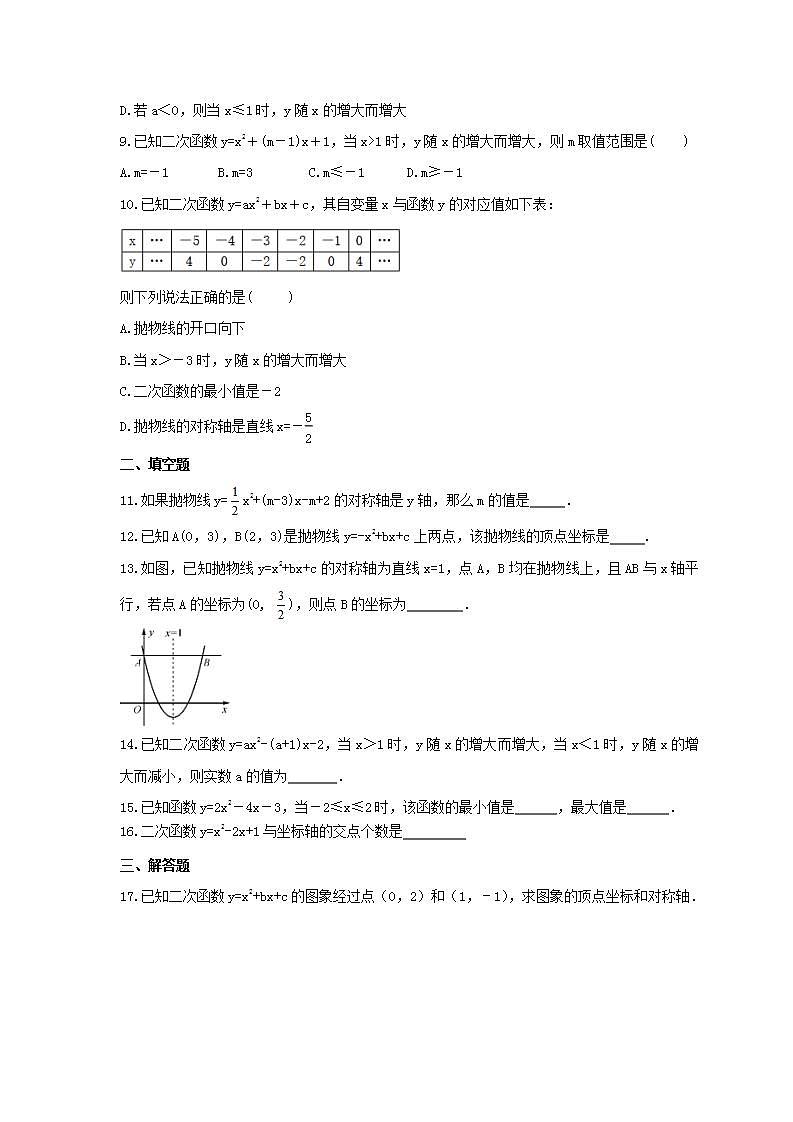 2021年浙教版数学九年级上册1.3《二次函数的性质》同步练习卷（含答案）第2页
