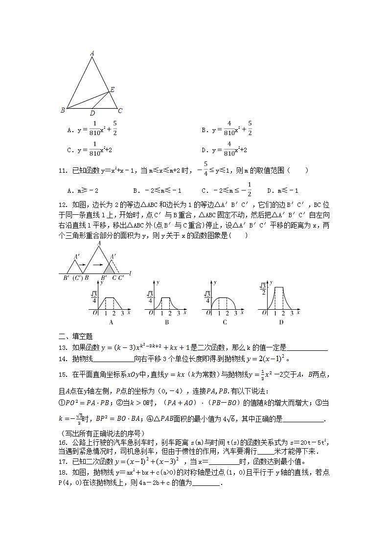 第22章 二次函数 专题复习试卷 2020-2021学年人教版数学九年级上册(word版含答案)第2页