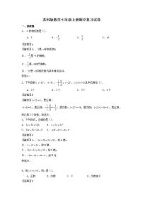 苏科版数学七年级上册期中复习试卷10（含答案）