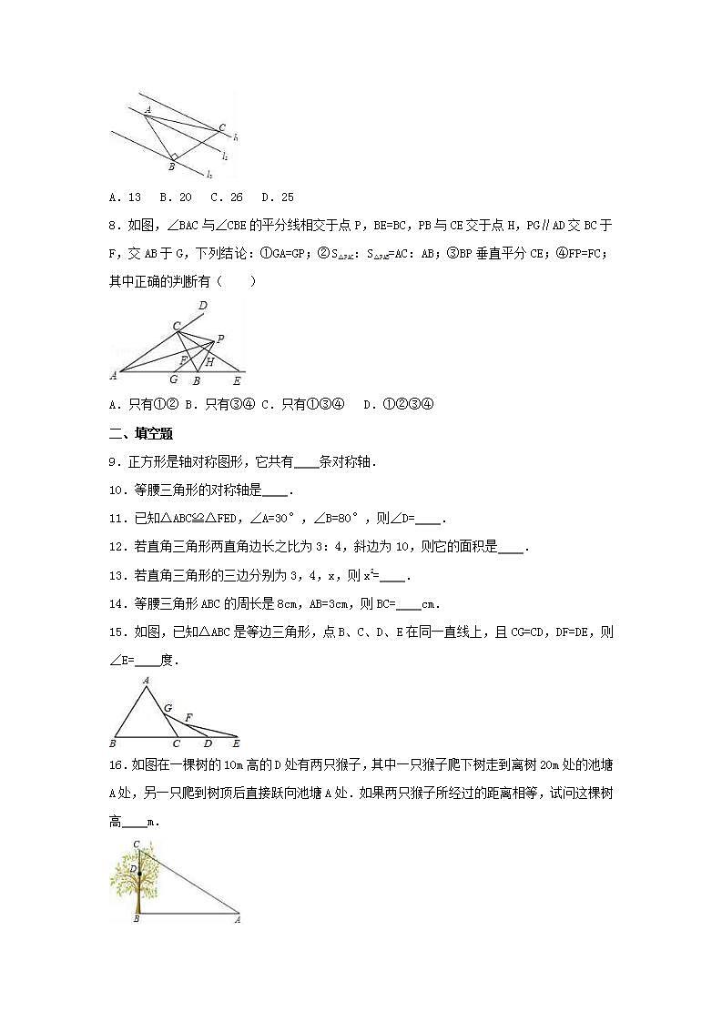 苏科版数学八年级上册期中复习试卷07（含答案）第2页