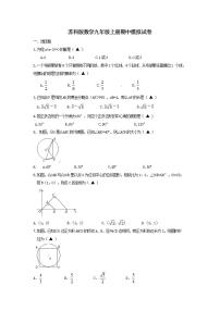 苏科版数学九年级上册期中模拟试卷02（含答案）