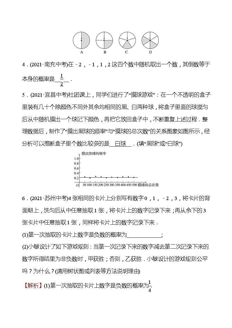 备战2022 中考数学 人教版 第二十八讲 概 率 初 步 专题练02