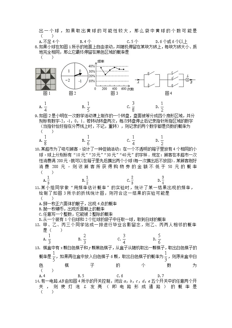 第25章随机事件的概率（二）单元测试 2021-2022学年华东师大版数学九年级上册(word版含答案)02