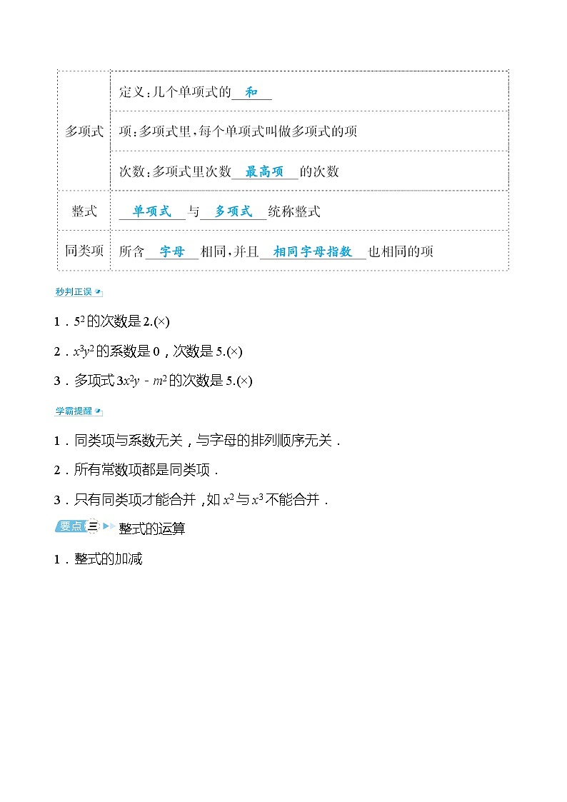 备战2022 中考数学 人教版 第二讲 整式、因式分解（教师版）第2页